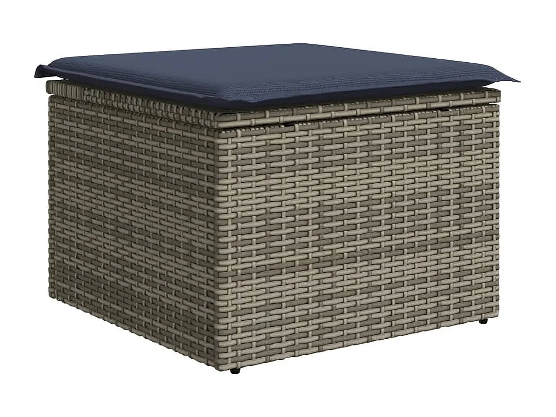 11 pcs conjunto sofás de jardim c/ almofadões vime PE cinzento