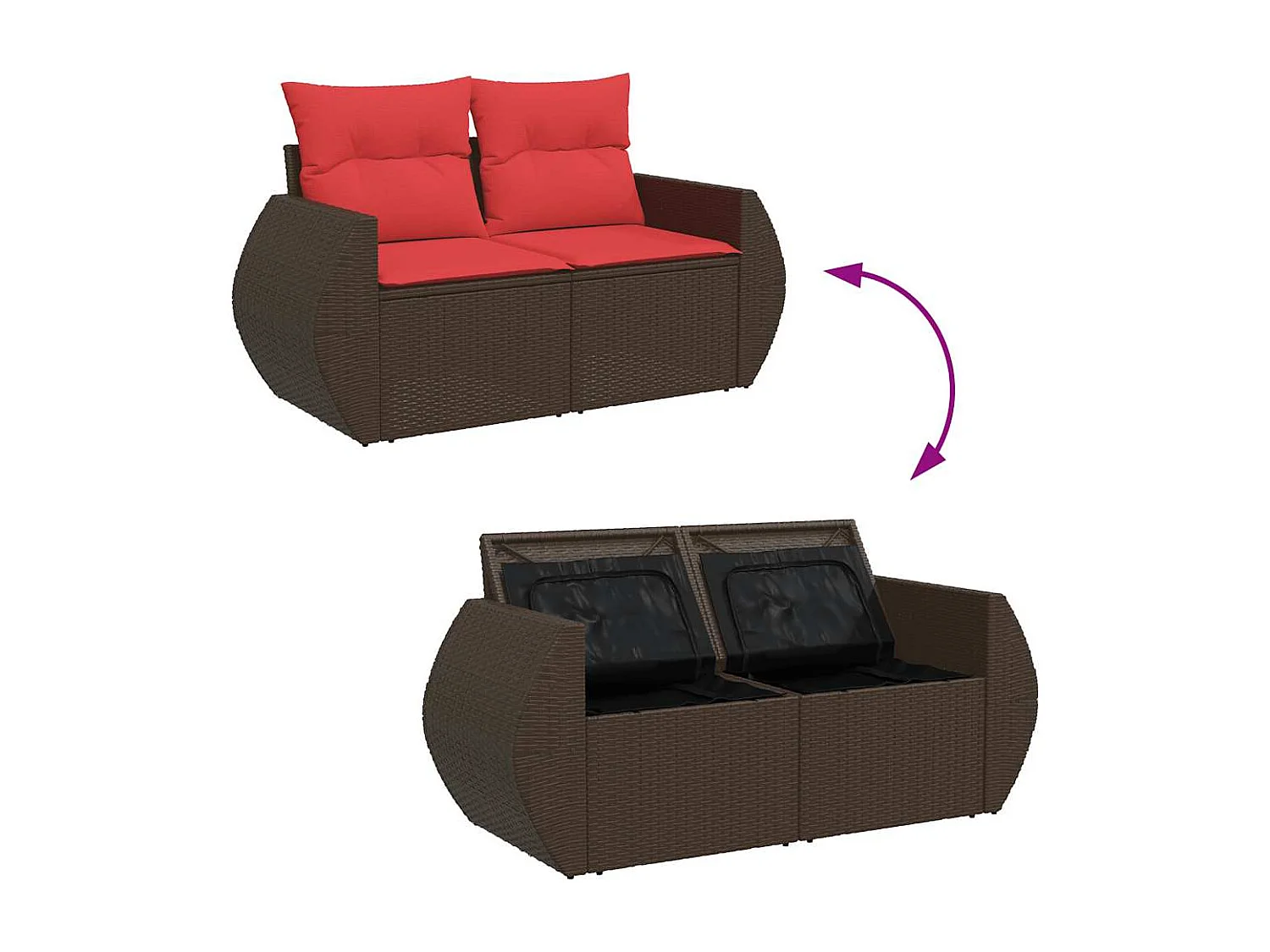 Garden Furniture - Salon de jardin 10 pcs et coussins marron résine tressée acacia