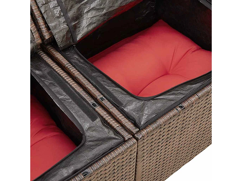Garden Furniture - Set Divani Giardino 10 pz con Cuscini Polyrattan Marrone Acacia