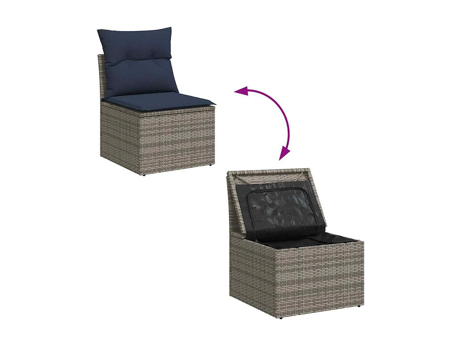 Garden Furniture - 11-tlg. Garten-Sofagarnitur mit Kissen Grau Poly Rattan