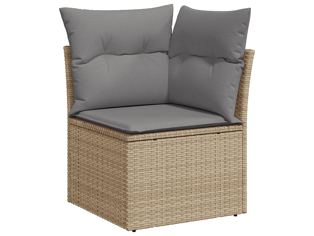 Garden Furniture - Salon de jardin 11 pcs avec coussins beige résine tressée
