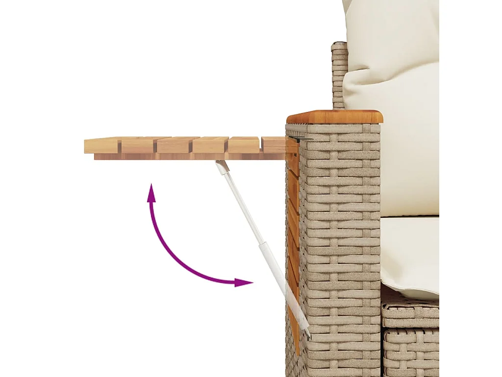 11 pcs conjunto sofás de jardim c/ almofadões vime PE bege