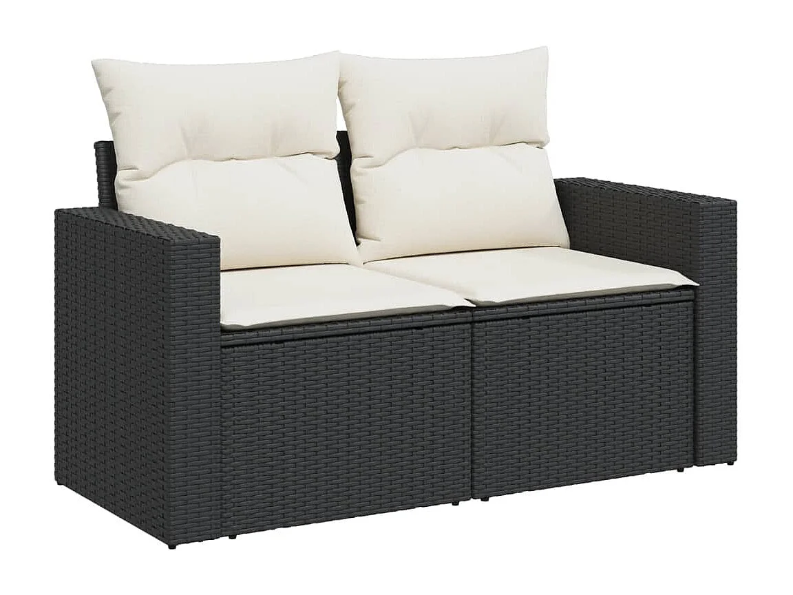 Garden Furniture - Salon de jardin 10 pcs avec coussins noir résine tressée