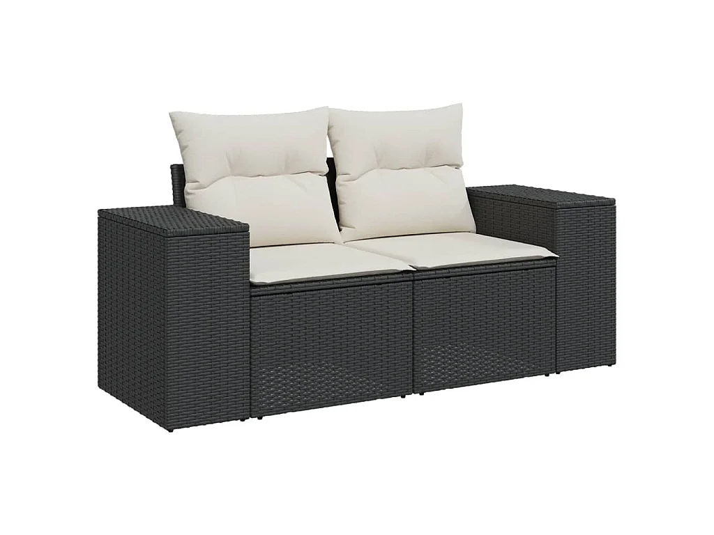 Garden Furniture - Set Divani da Giardino 10pz con Cuscini in Polyrattan Nero