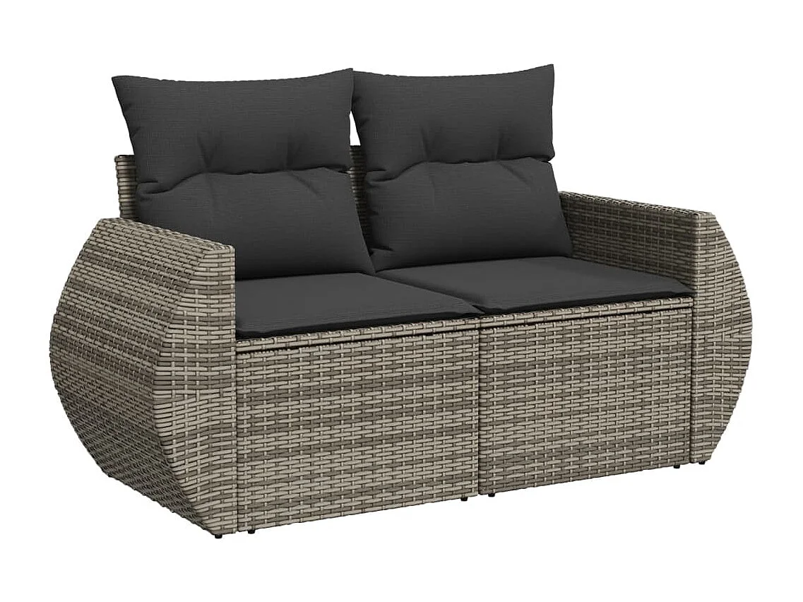Garden Furniture - Salon de jardin 11 pcs avec coussins gris résine tressée