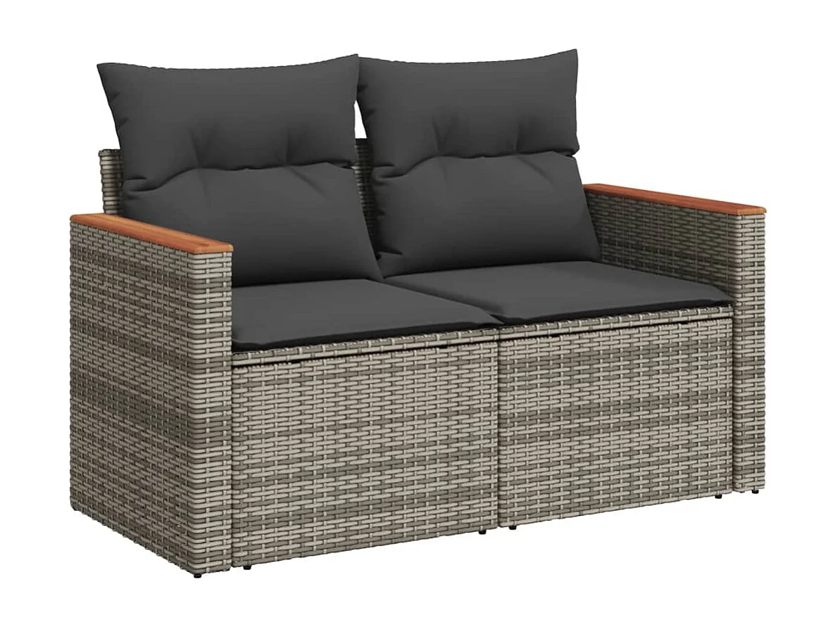 Garden Furniture - Set Divani da Giardino 11 pz con Cuscini in Polyrattan Grigio