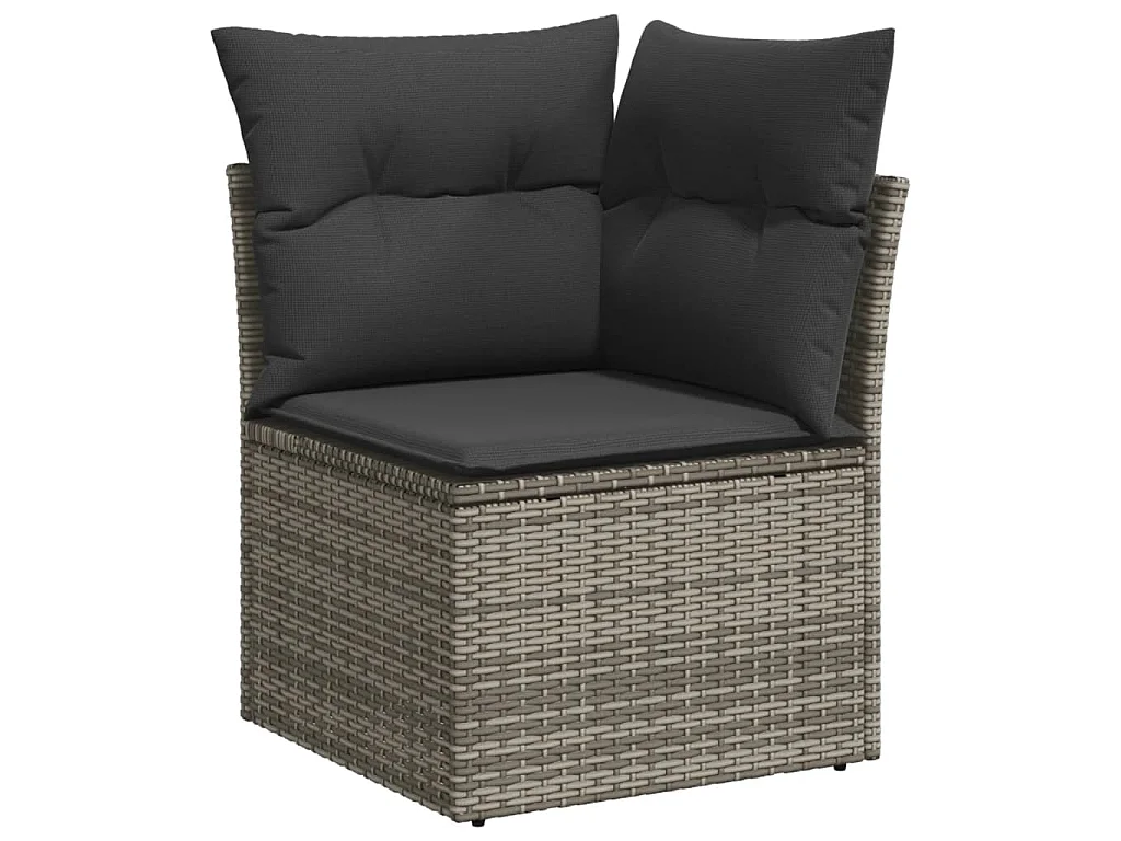 Garden Furniture - Set Divani da Giardino 11 pz con Cuscini in Polyrattan Grigio