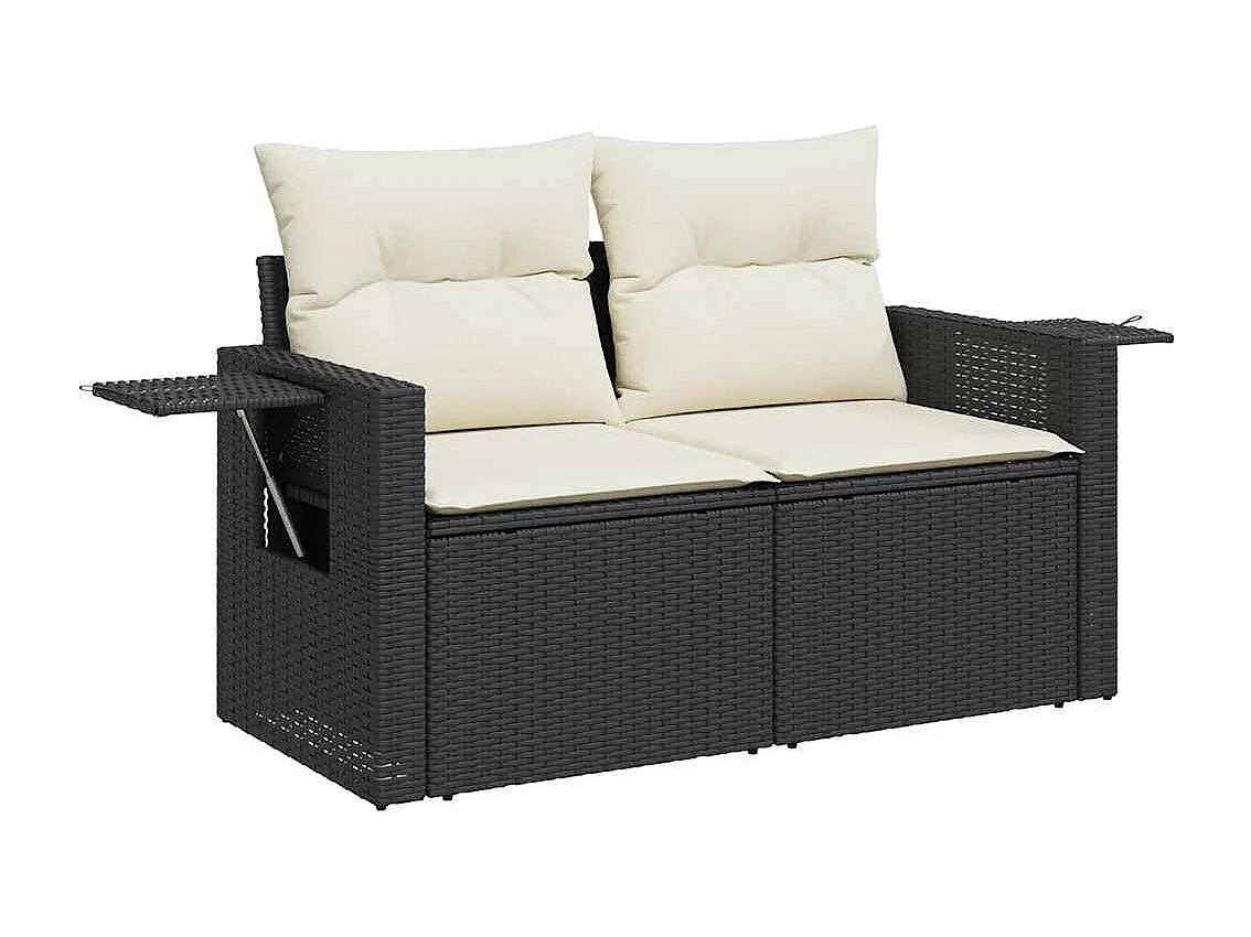 Garden Furniture - Set Divani da Giardino 10pz con Cuscini in Polyrattan Nero