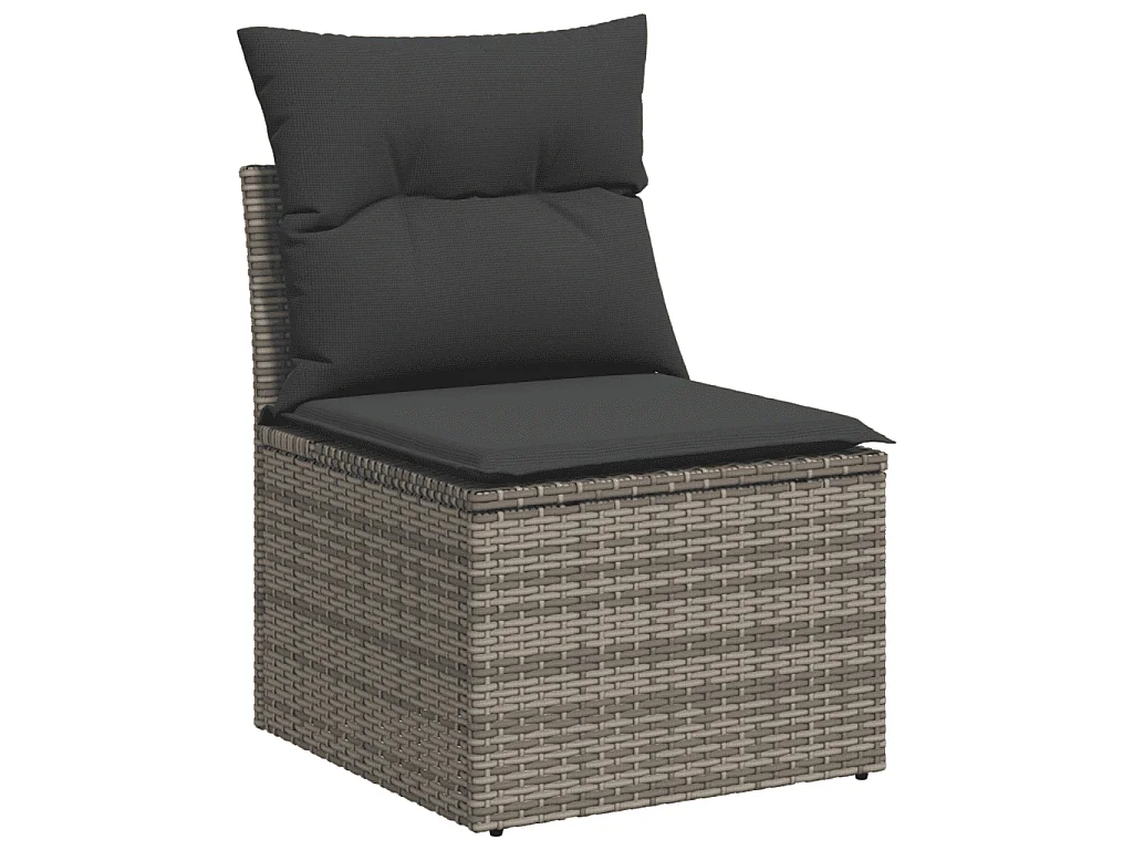 Garden Furniture - Set Divani da Giardino 11 pz con Cuscini in Polyrattan Grigio