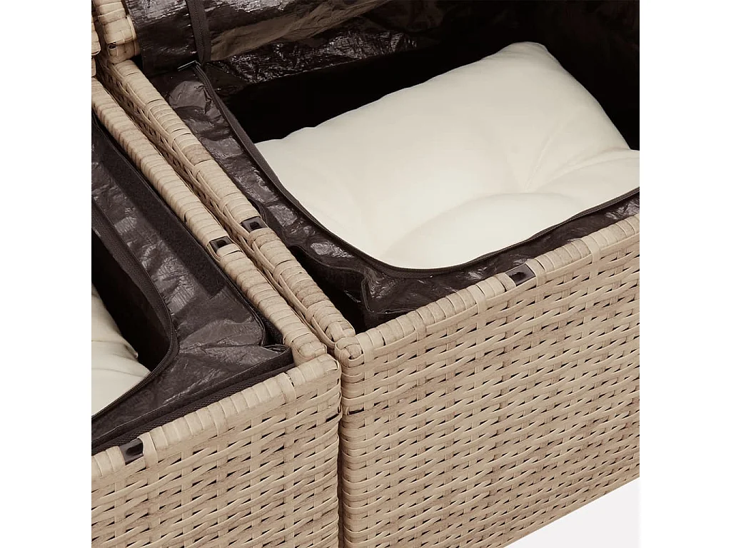 Garden Furniture - 11-tlg. Garten-Sofagarnitur mit Kissen Beige Poly Rattan