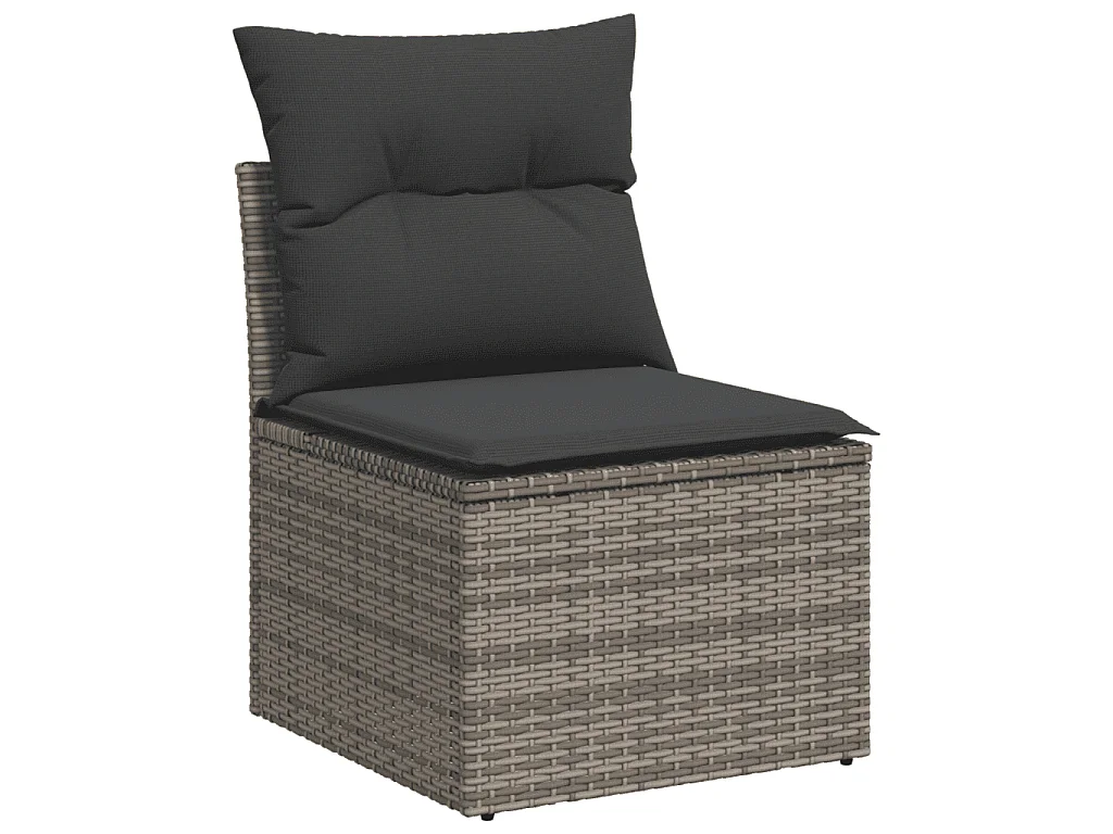 Garden Furniture - 11-tlg. Garten-Sofagarnitur mit Kissen Grau Poly Rattan
