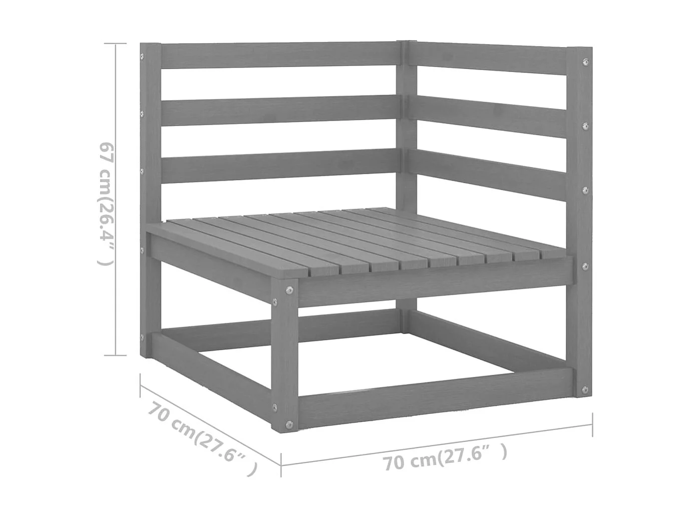 Garden Furniture - Set Divani da Giardino 10 pz Grigi in Legno Massello di Pino