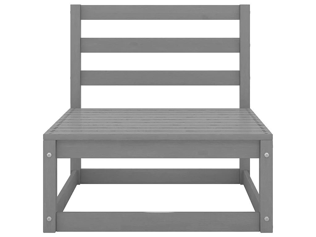 Garden Furniture - 10-tlg. Garten-Lounge-Set Grau Kiefer Massivholz