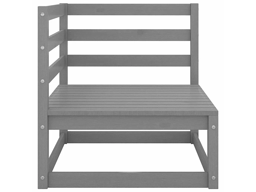 Garden Furniture - 10-tlg. Garten-Lounge-Set Grau Kiefer Massivholz