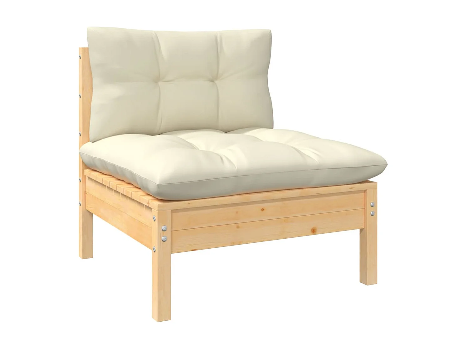 11 pcs conjunto lounge de jardim c/ almofadões cor creme pinho