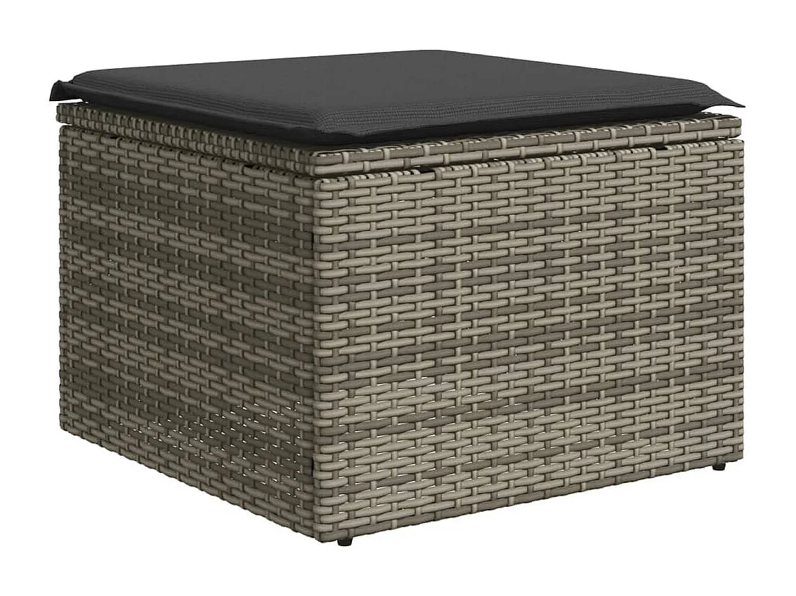 Garden Furniture - 11-tlg. Garten-Sofagarnitur mit Kissen Grau Poly Rattan