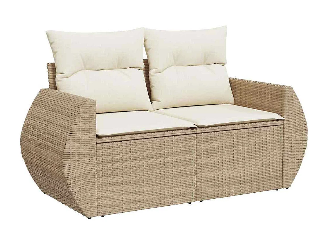 Garden Furniture - Set Divani da Giardino 11 pz con Cuscini Beige in Polyrattan