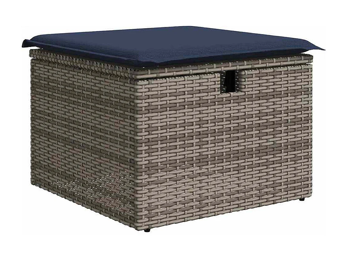 Garden Furniture - Salon de jardin 11 pcs avec coussins gris résine tressée