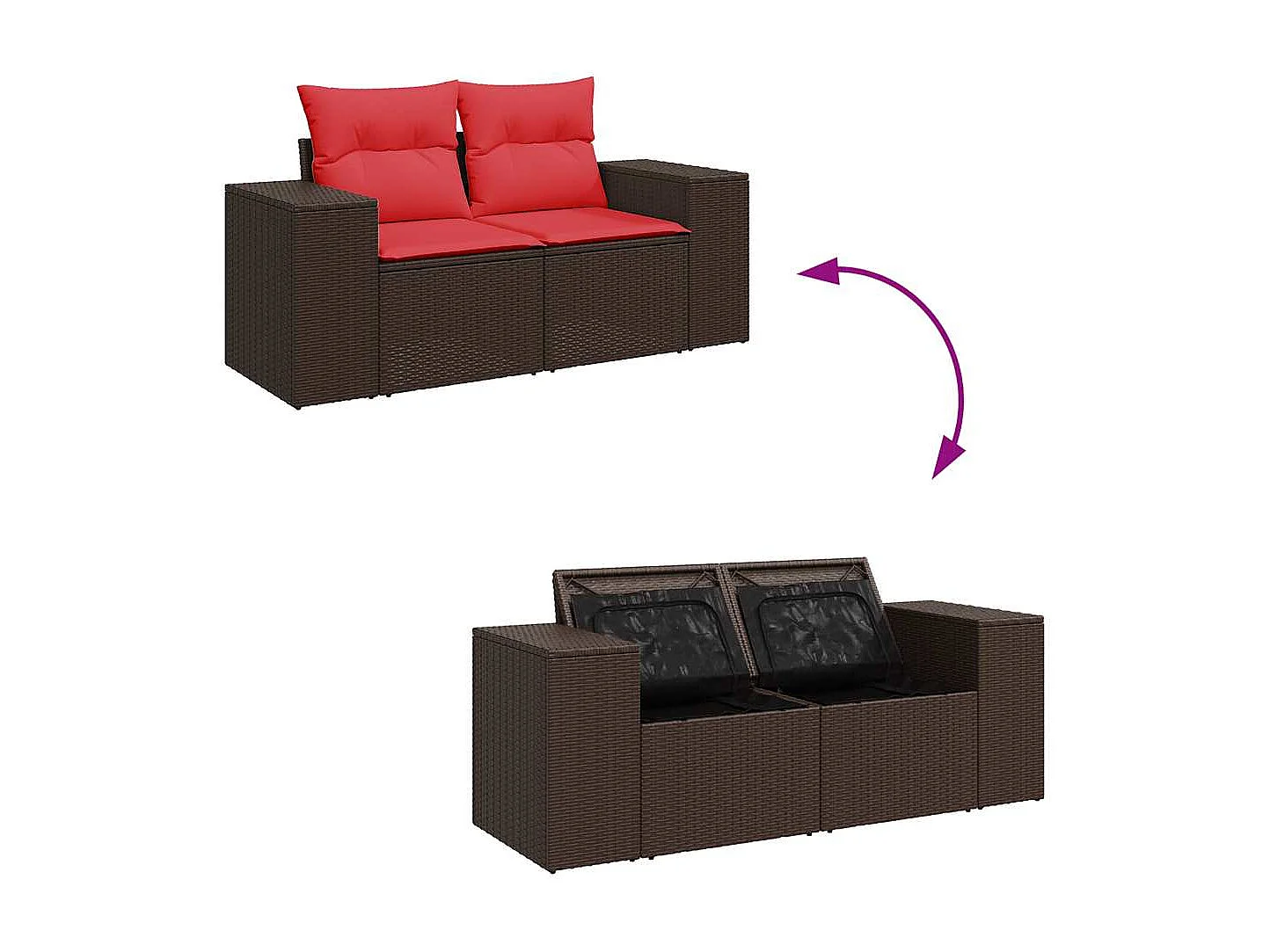 Garden Furniture - Salon de jardin 10 pcs et coussins marron résine tressée acacia