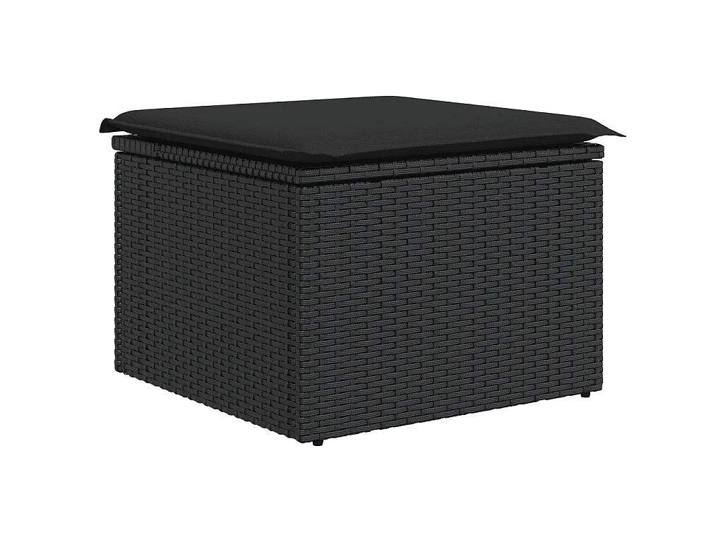 Garden Furniture - 10-tlg. Garten-Sofagarnitur mit Kissen Schwarz Poly Rattan
