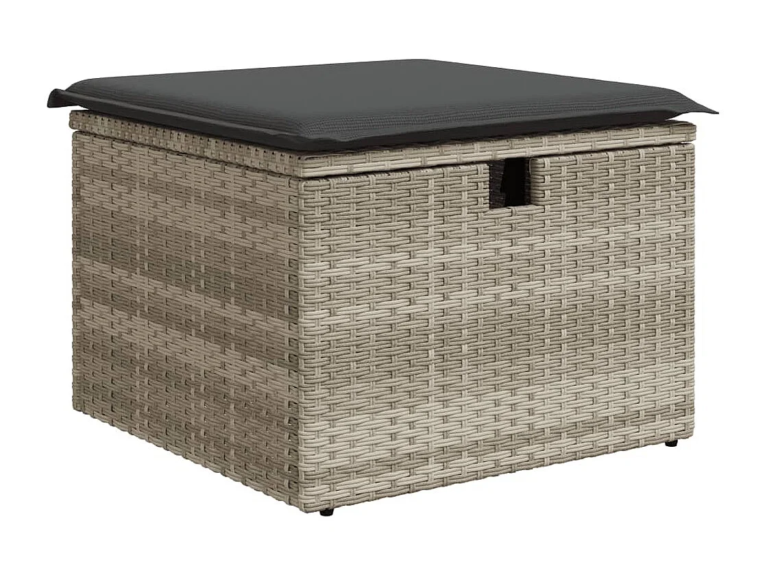Garden Furniture - 11-tlg. Garten-Sofagarnitur mit Kissen Hellgrau Poly Rattan