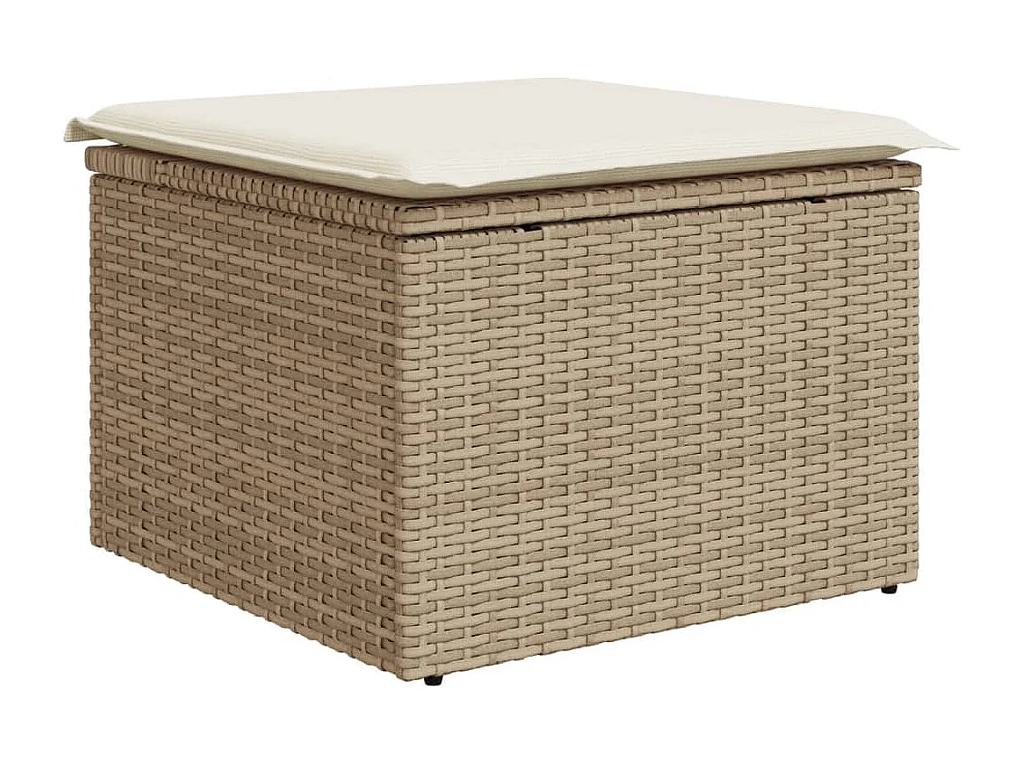 Garden Furniture - 11-tlg. Garten-Sofagarnitur mit Kissen Beige Poly Rattan
