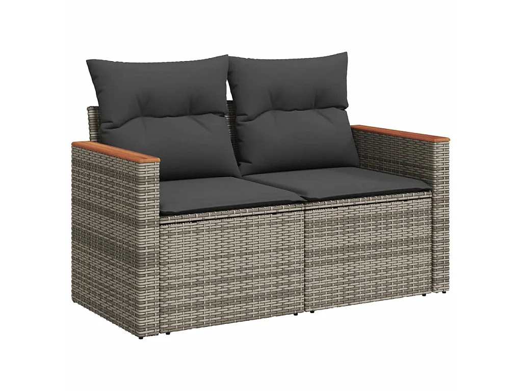 Garden Furniture - Set Divani da Giardino 11 pz con Cuscini in Polyrattan Grigio