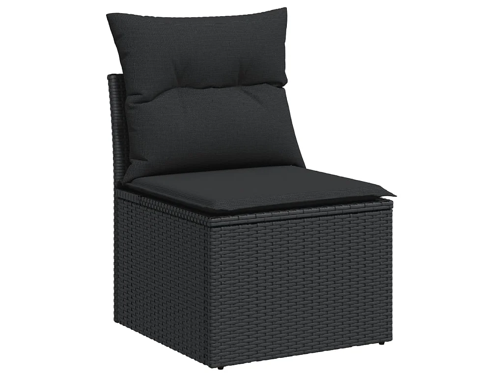 Garden Furniture - Set Divani da Giardino 10pz con Cuscini in Polyrattan Nero