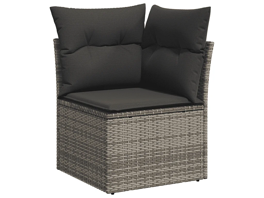 Garden Furniture - Set Divani da Giardino 11 pz con Cuscini in Polyrattan Grigio