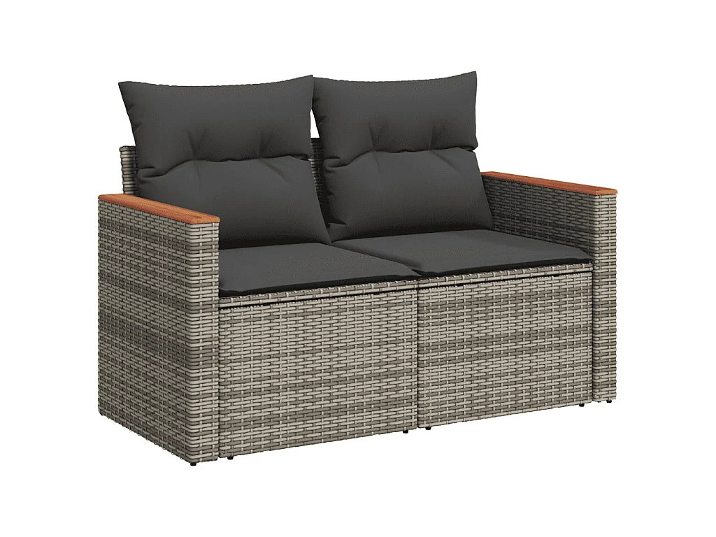 Garden Furniture - Set Divani da Giardino 11 pz con Cuscini in Polyrattan Grigio