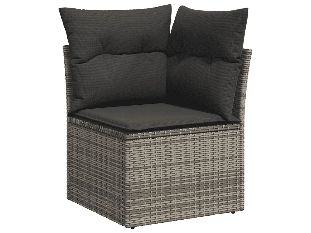 Garden Furniture - 11-tlg. Garten-Sofagarnitur mit Kissen Grau Poly Rattan