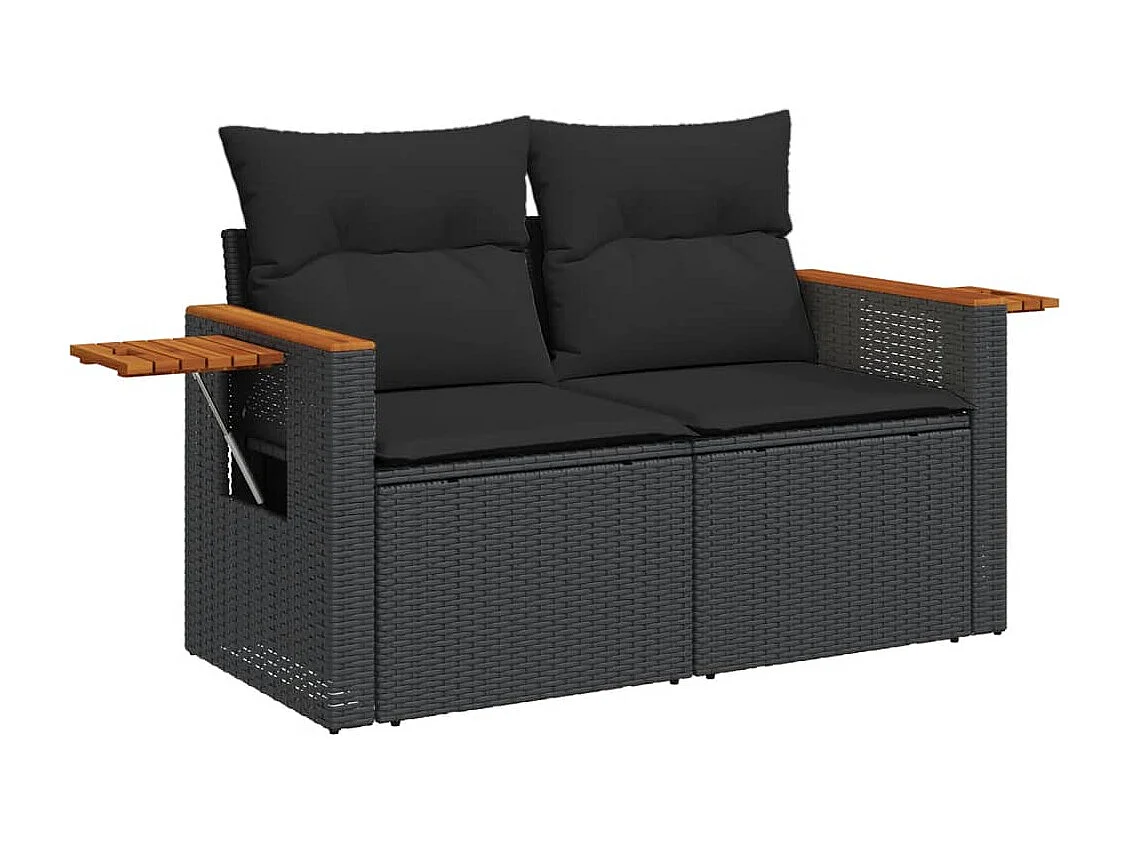 Garden Furniture - Set Divani da Giardino 10pz con Cuscini in Polyrattan Nero