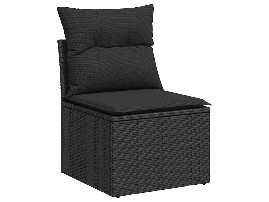 Garden Furniture - Set Divani da Giardino 10pz con Cuscini in Polyrattan Nero
