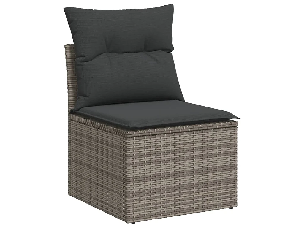 Garden Furniture - Set Divani da Giardino 11 pz con Cuscini in Polyrattan Grigio