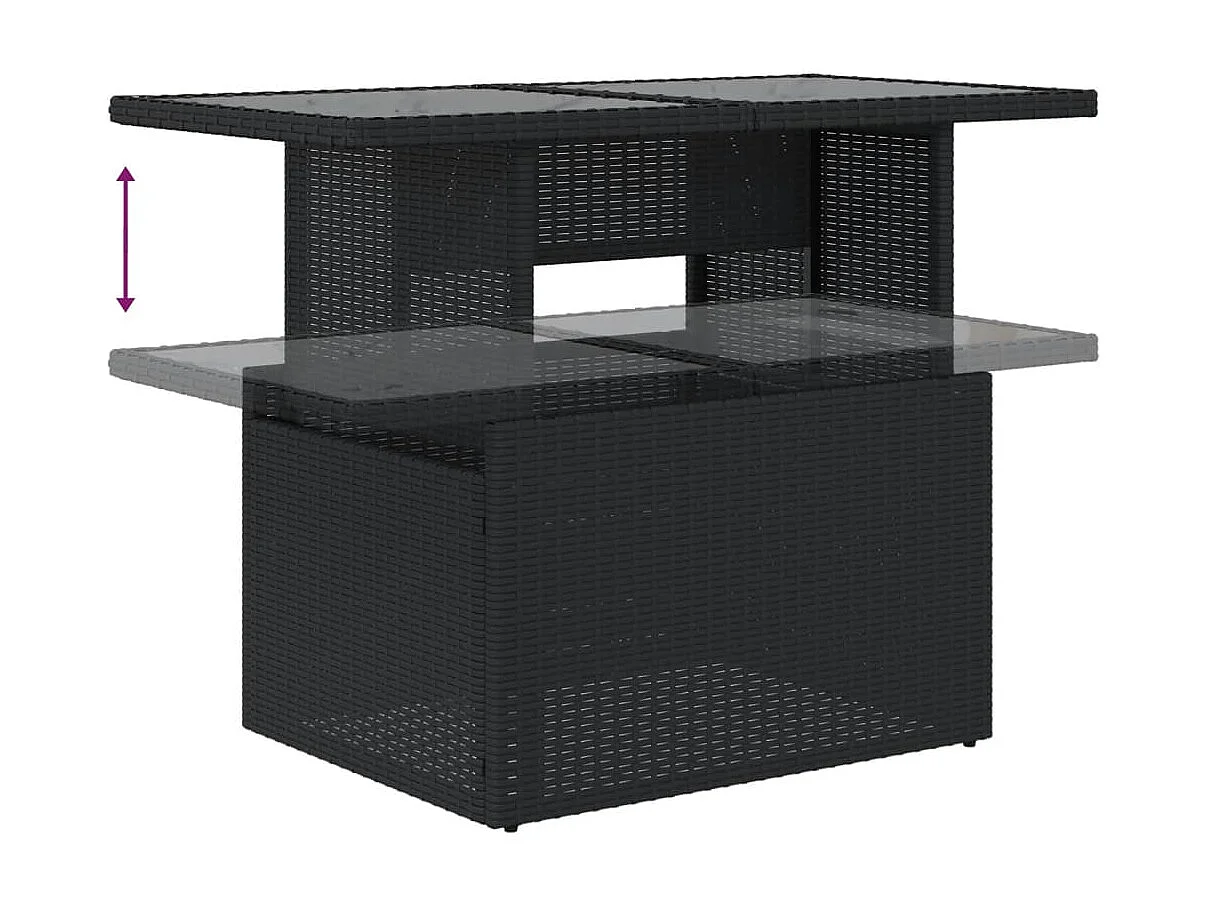 Garden Furniture - Salon de jardin 10 pcs avec coussins noir résine tressée