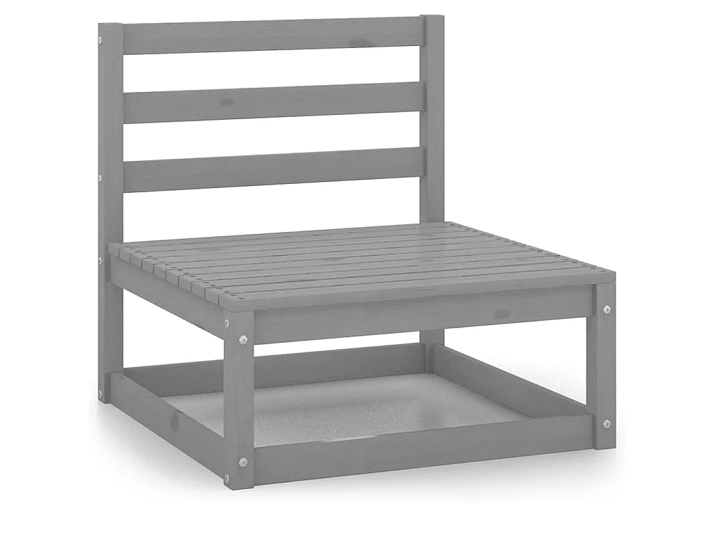 Garden Furniture - 10-tlg. Garten-Lounge-Set Grau Kiefer Massivholz