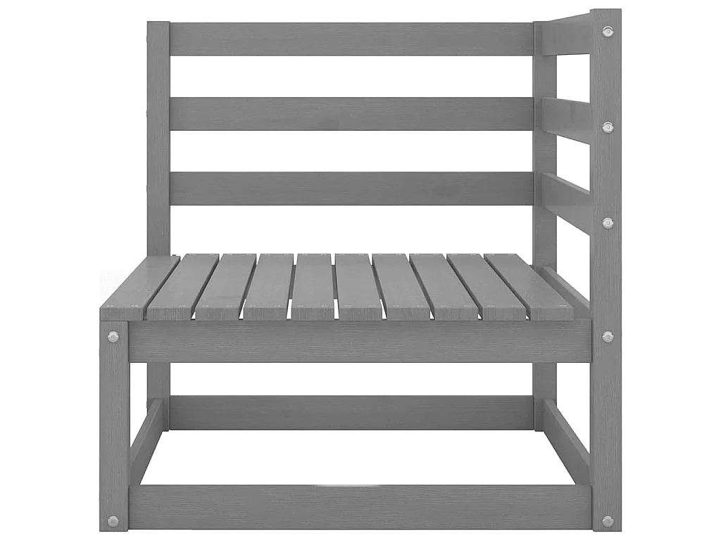 Garden Furniture - 10-tlg. Garten-Lounge-Set Grau Kiefer Massivholz