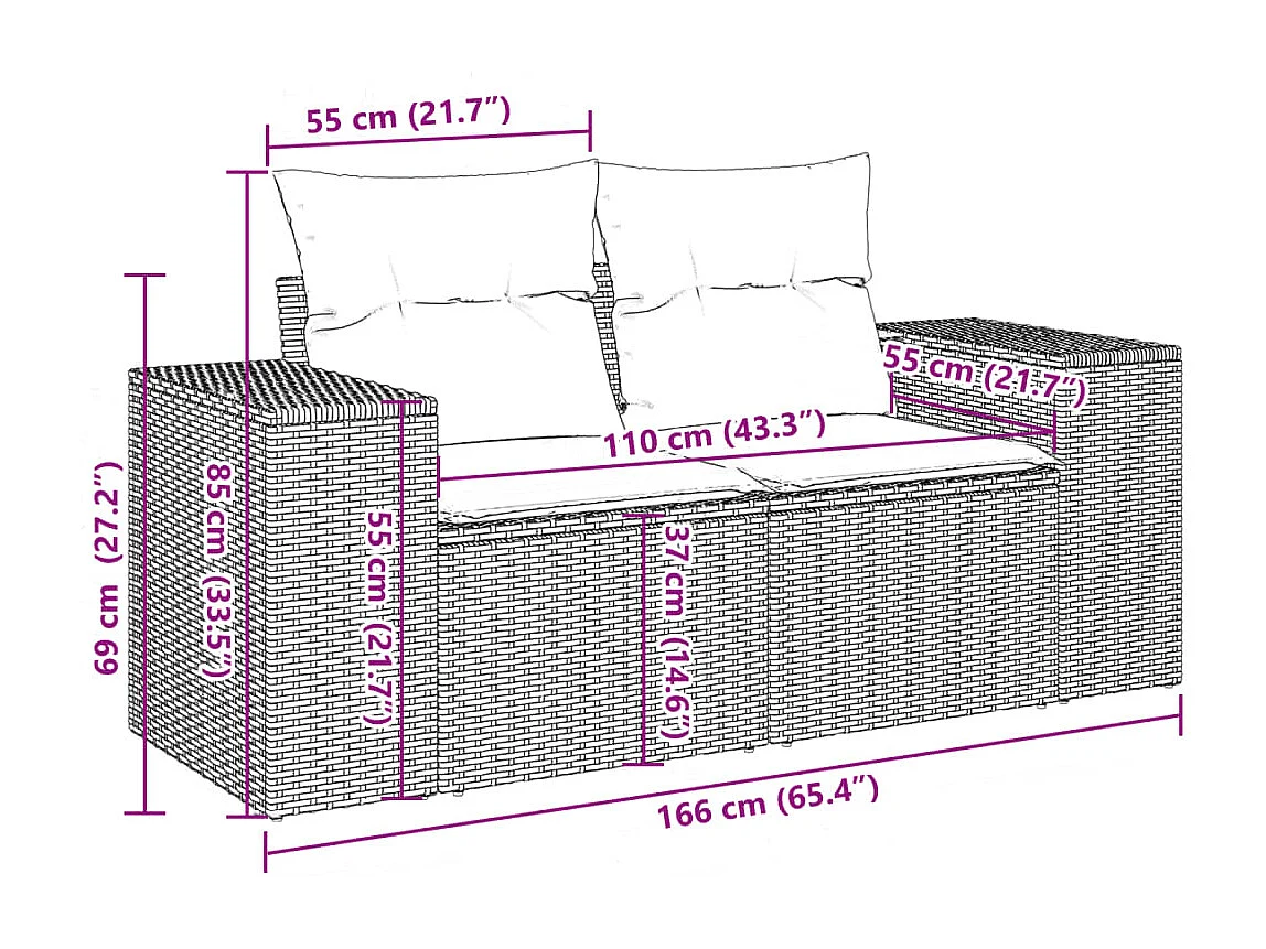 Garden Furniture - Salon de jardin 11 pcs avec coussins beige résine tressée