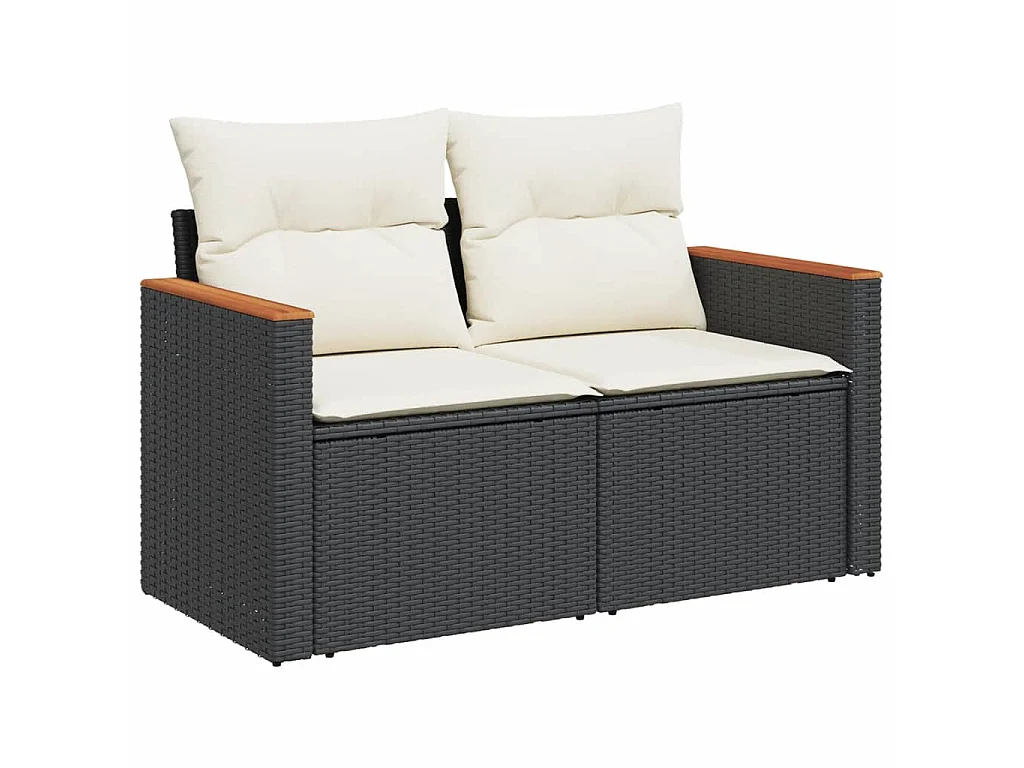 Garden Furniture - Set Divani da Giardino 10pz con Cuscini in Polyrattan Nero