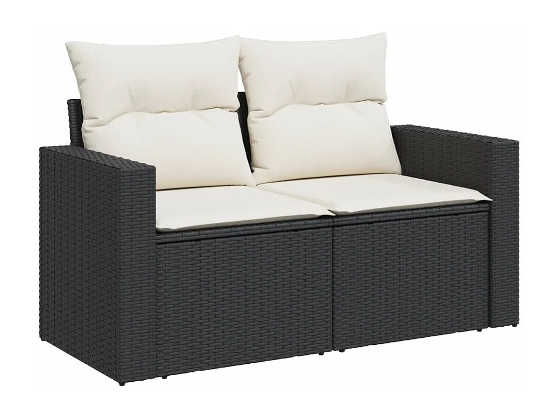 Garden Furniture - Salon de jardin 10 pcs avec coussins noir résine tressée