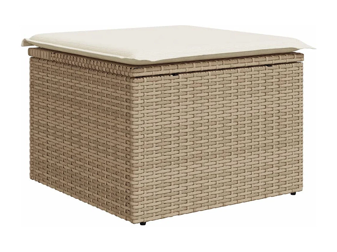 Garden Furniture - 11-tlg. Garten-Sofagarnitur mit Kissen Beige Poly Rattan