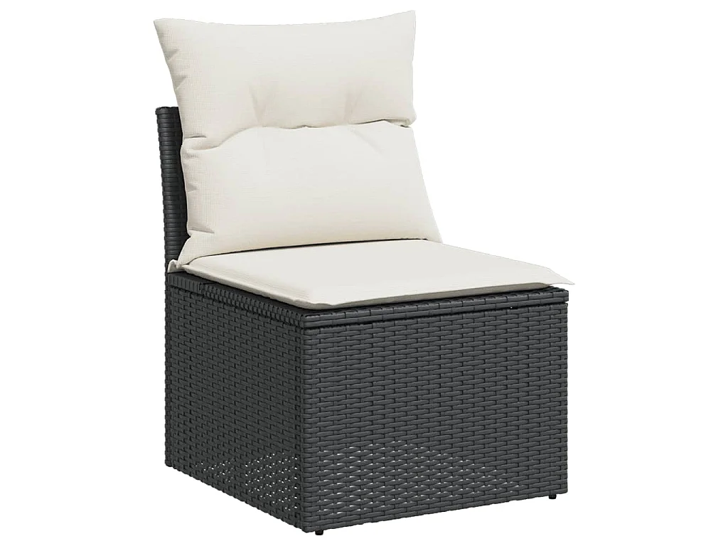 Garden Furniture - Set Divani da Giardino 10pz con Cuscini in Polyrattan Nero
