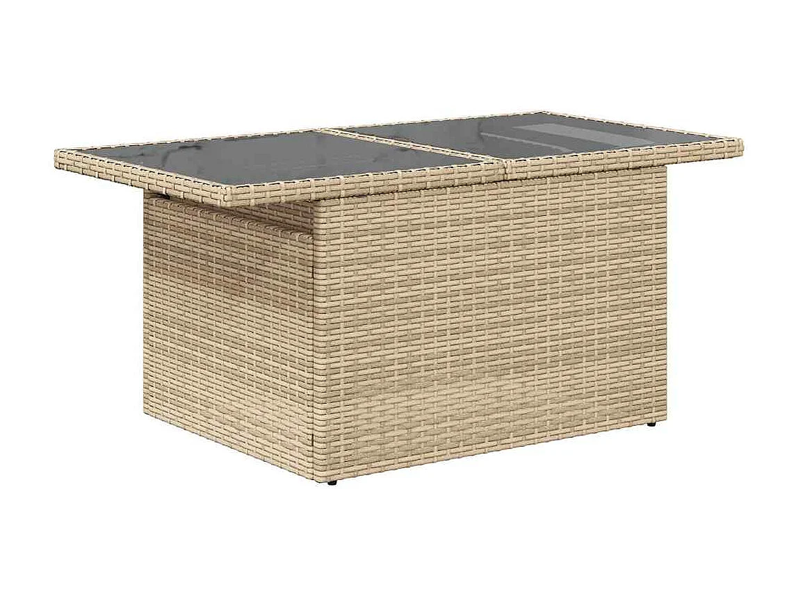 Garden Furniture - 11-tlg. Garten-Sofagarnitur mit Kissen Beige Poly Rattan