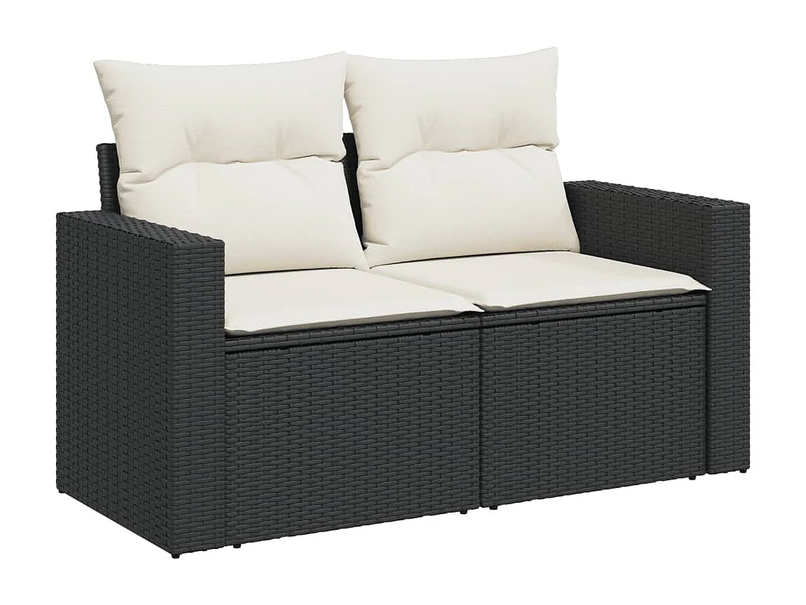 Garden Furniture - Salon de jardin 10 pcs avec coussins noir résine tressée