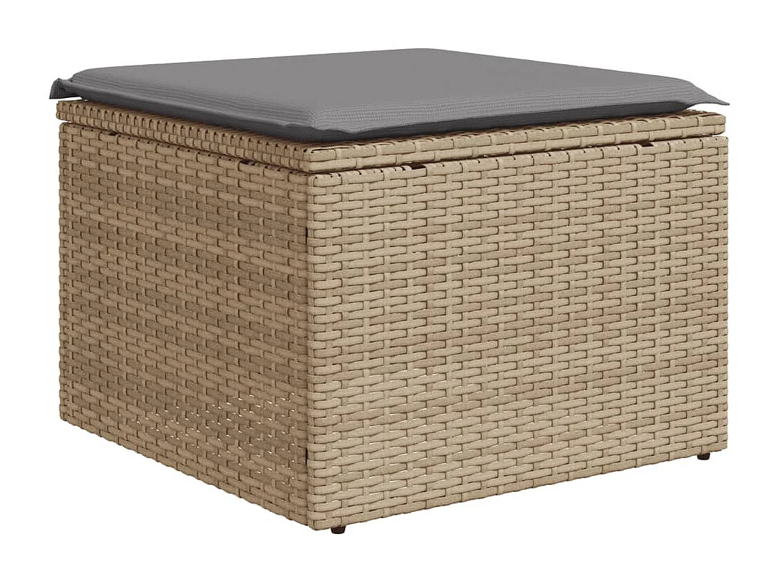 Garden Furniture - 11-tlg. Garten-Sofagarnitur mit Kissen Beige Poly Rattan