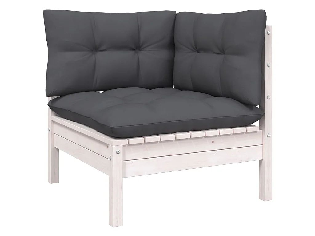 11 pcs conjunto lounge de jardim c/ almofadões pinho branco
