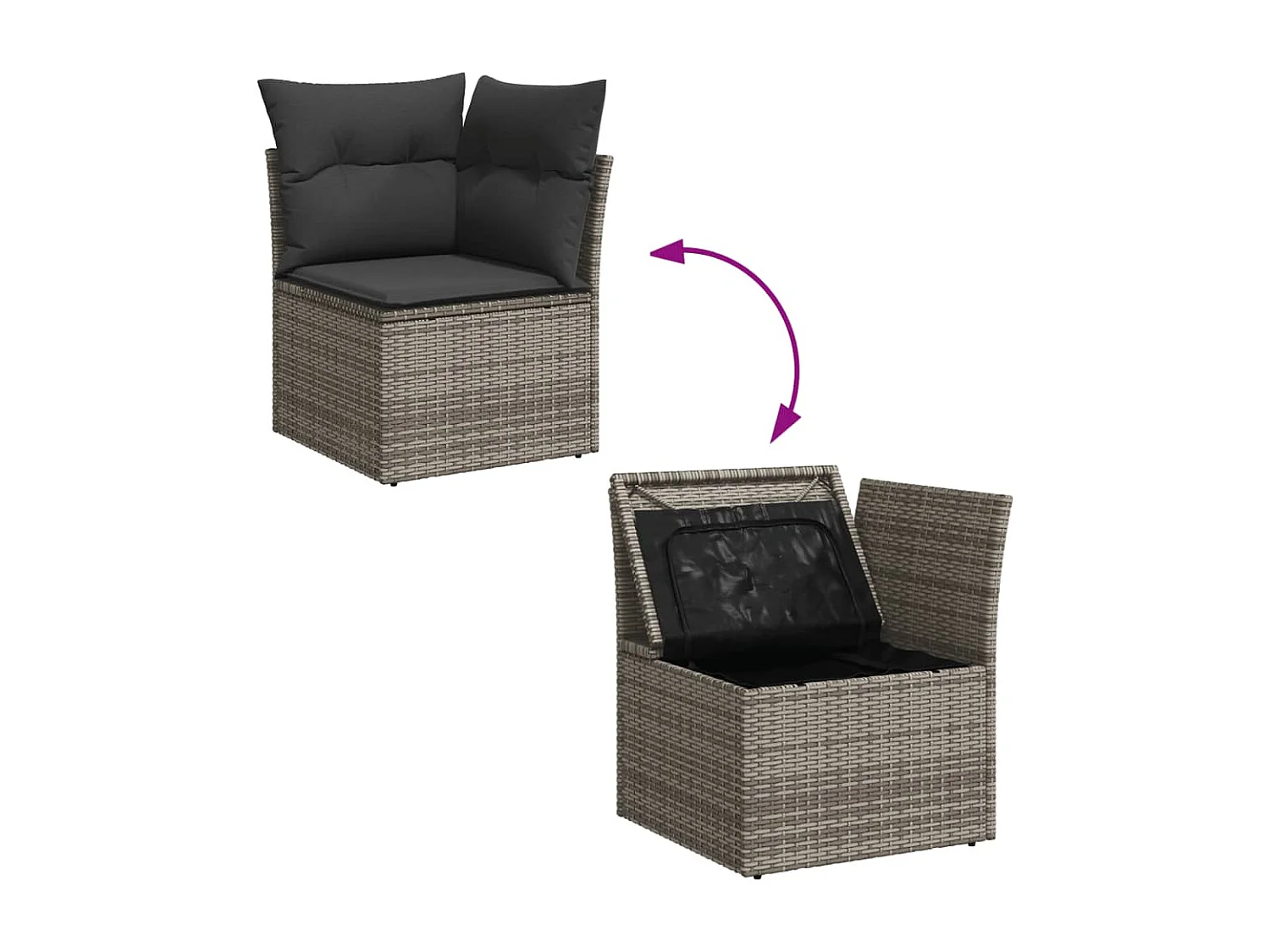 Garden Furniture - 11-tlg. Garten-Sofagarnitur mit Kissen Grau Poly Rattan
