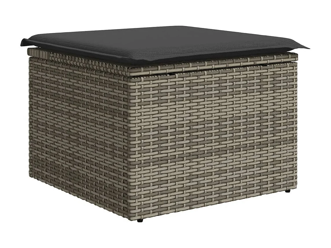 Garden Furniture - 11-tlg. Garten-Sofagarnitur mit Kissen Grau Poly Rattan