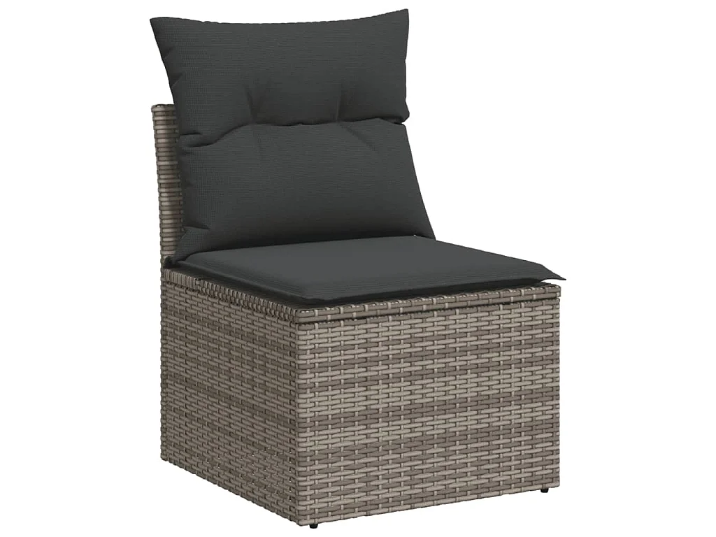 Garden Furniture - Set Divani da Giardino 11 pz con Cuscini in Polyrattan Grigio