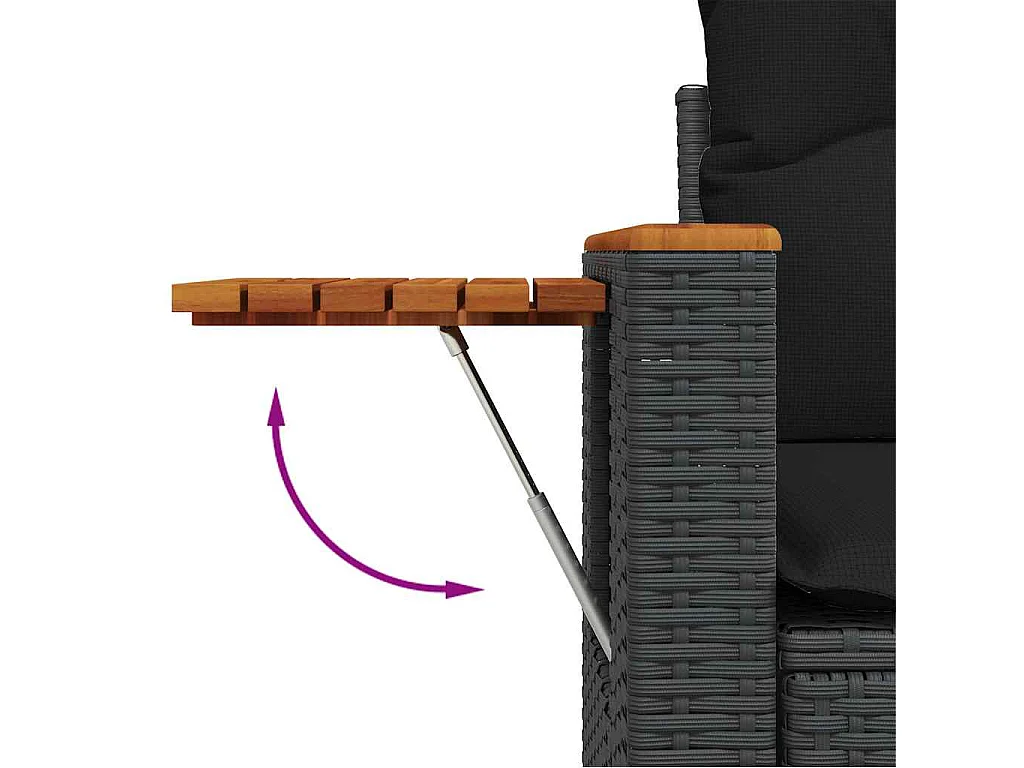 Garden Furniture - 10-tlg. Garten-Sofagarnitur mit Kissen Schwarz Poly Rattan